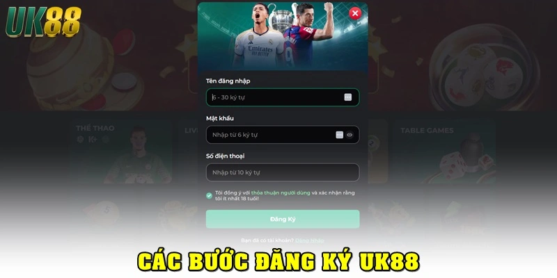 Các bước đăng ký UK88 đơn giản chỉ trong 2 phút